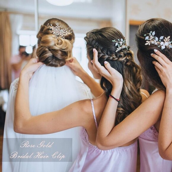 ?Women Pink Bridal Hair Accessories Head Pieces for Flower Girls Hair Wedding main image 5